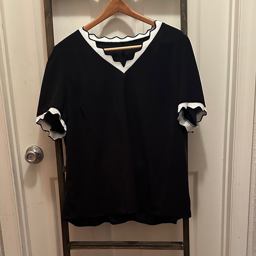Black Top with White Scalloped Edges